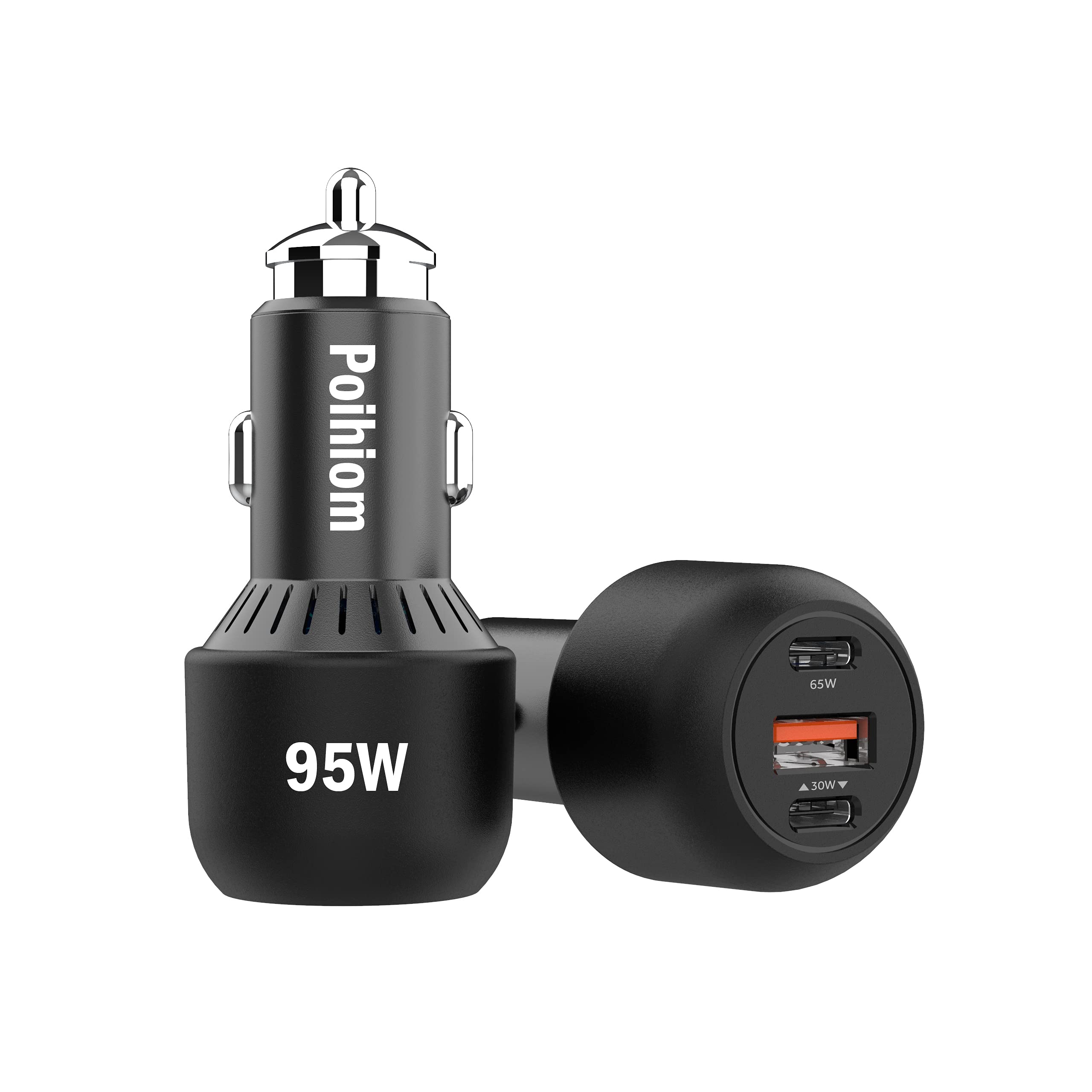 95W 3-Port USB C Fast Car Charger with 65W/30W PPS PD - Type C & QC3.0 Metal USB Car Adapter for iPhone 15/14 Pro Max, Samsung S21/S10/Note10/20, iPad & MacBook - Fast Charging on Road Trips & Commutes