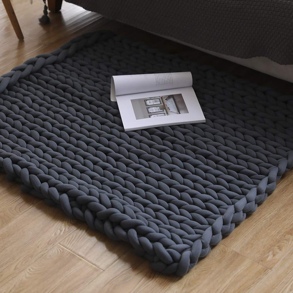 Chunky Knit Blanket - Handwoven Cable Knit Weighted Throw, Soft & Cozy Oversized Braided Blanket for Couch, Bed, Sofa - Navy Blue 150x200cm - Perfect for Home Decor, Winter Warmth & Gift Giving