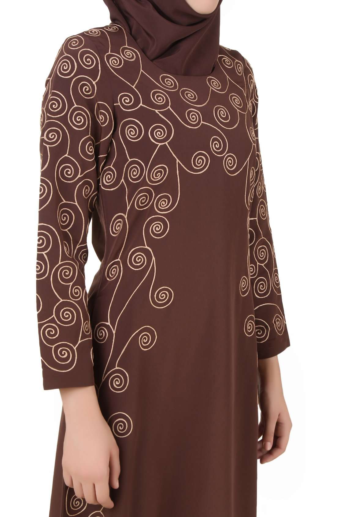 Farasha Brown Kashibo Abaya - Elegant Islamic Prayer Dress for Women, Modest Long Sleeve Maxi Dress - Perfect for Mosque, Eid, Ramadan & Special Occasions