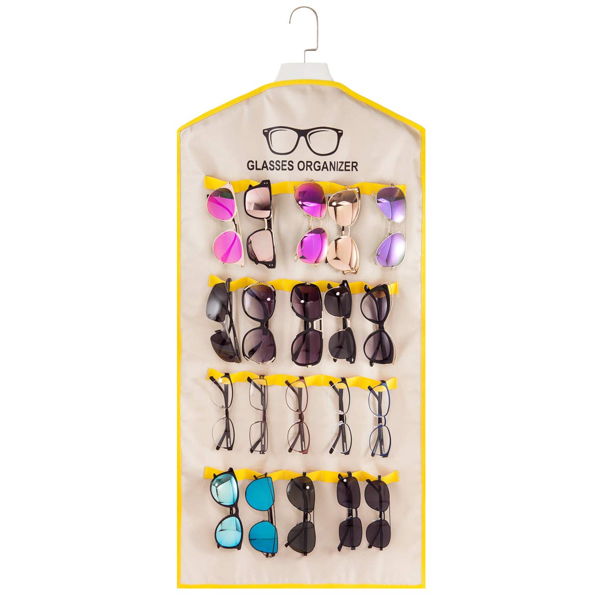 TRIUMPH VISION 20 Slots Hanging Sunglasses Organizer - Wall Mount Eyeglass Holder Display Stand for Closet, Bathroom & Entryway Storage | Perfect for Sunglass Collection & Eyewear Organization