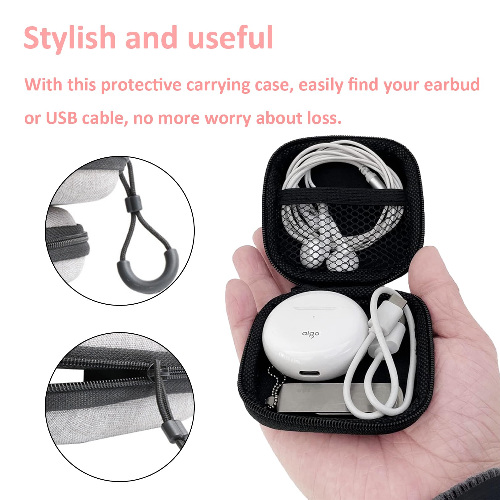 Premium Hard Shell Headphone Case - Durable Protective Storage Bag for Wired & Wireless Earphones, Portable Zippered Carrying Pouch for Travel, Gym, Office & Daily Use