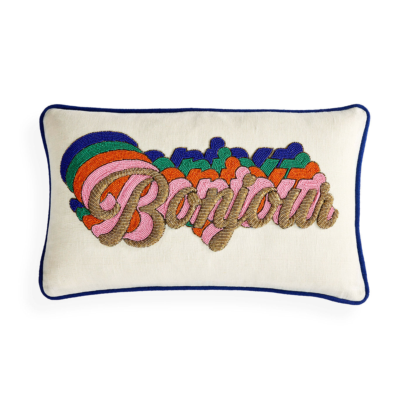 Bonjour Beaded Pillow - Elegant Bohemian Decorative Throw Pillow for Sofa, Bed & Home Decor | Perfect for Living Room, Bedroom & Boho Chic Style