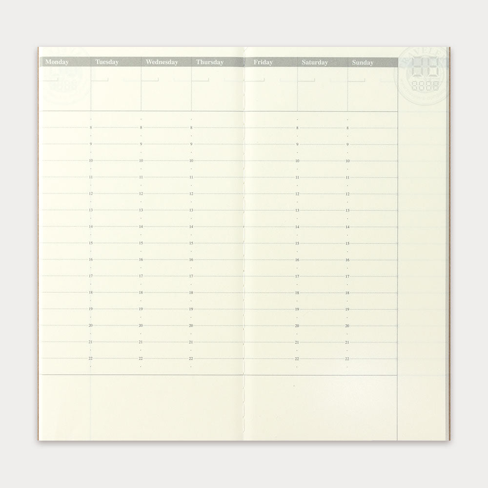 TRAVELER'S Notebook Refill - Regular Size 018 Free Diary (Weekly Vertical) | Portable Journal for Travel, Work & Daily Planning