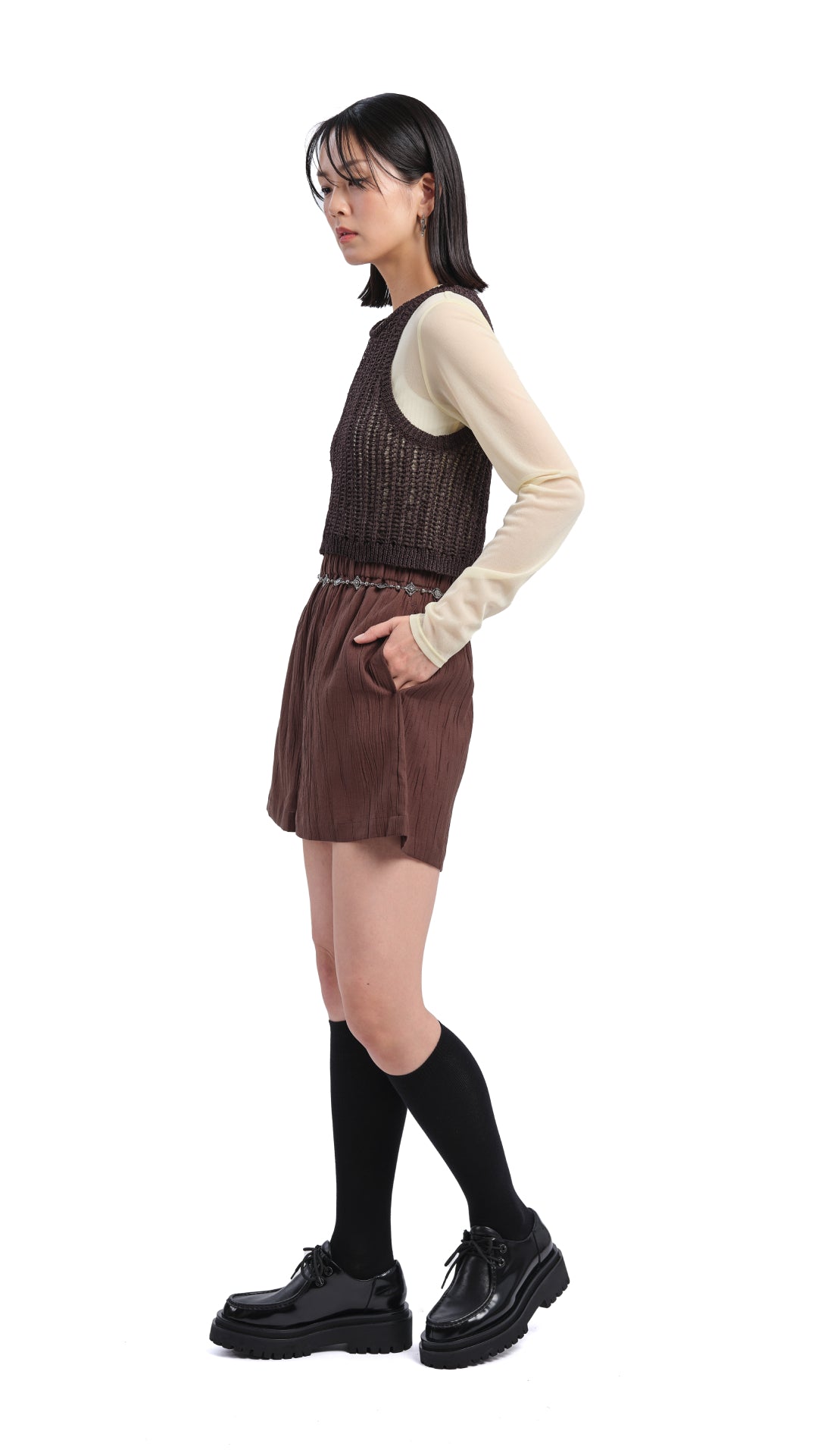 Elegant Mock Neck Sheer Top for Women - Trendy Semi-Transparent Blouse for Casual Wear & Night Out