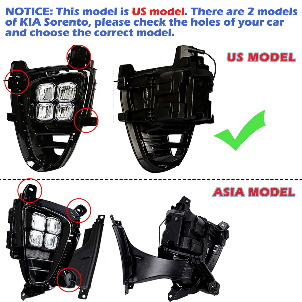 2019-2020 KIA Sorento LX/EX LED Daytime Running Lights & Fog Lights Kit - Bright White 4-Eye Design for Enhanced Visibility & Safety | Perfect for Night Driving, Foggy Conditions & Improved Road Presence