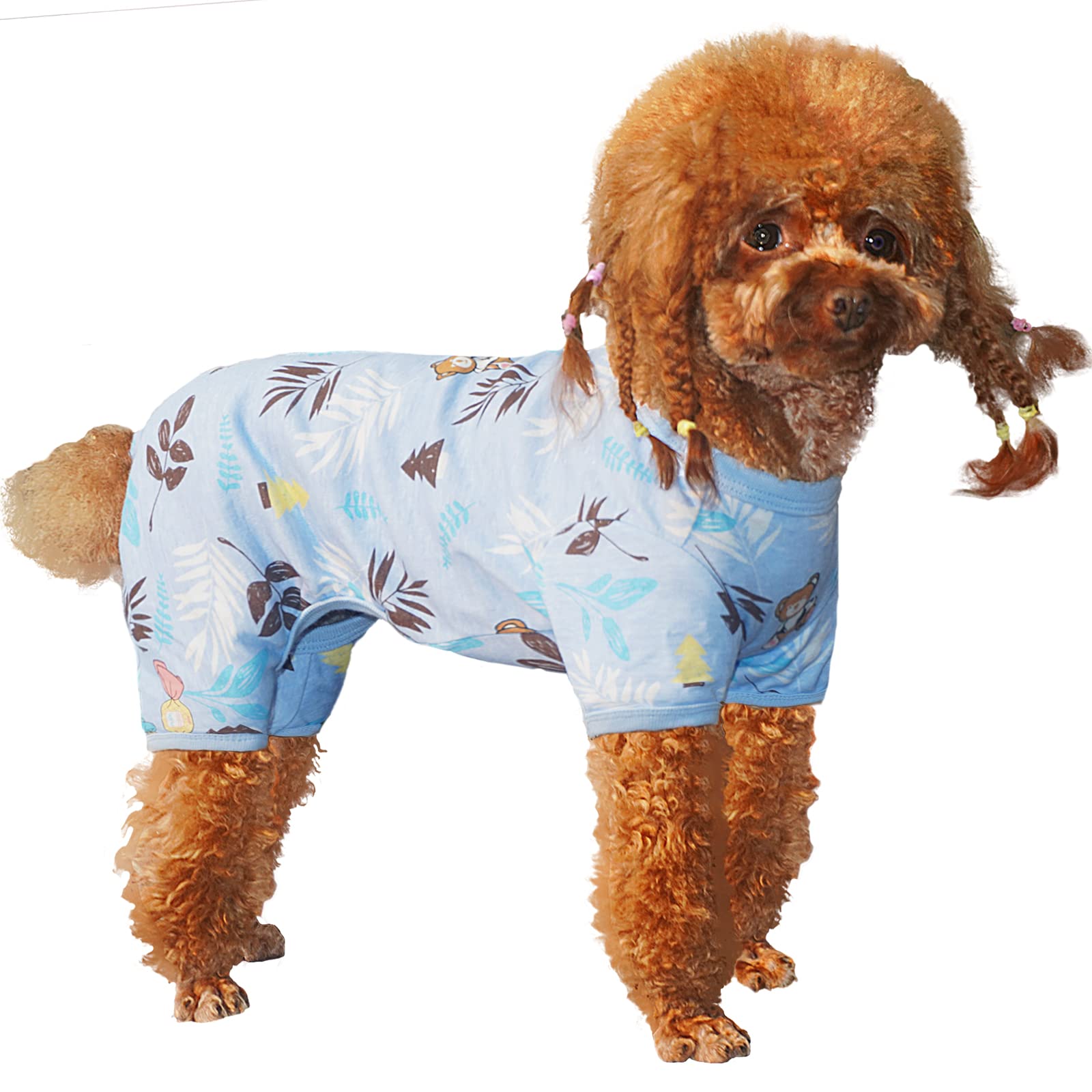 **Breathable Dog Pajamas for Small & Medium Dogs - Soft Bear Pattern PJs for Puppies (Blue, Size S) | Cozy Sleepwear for Boy & Girl Dogs - Perfect for Nighttime & Indoor Comfort**