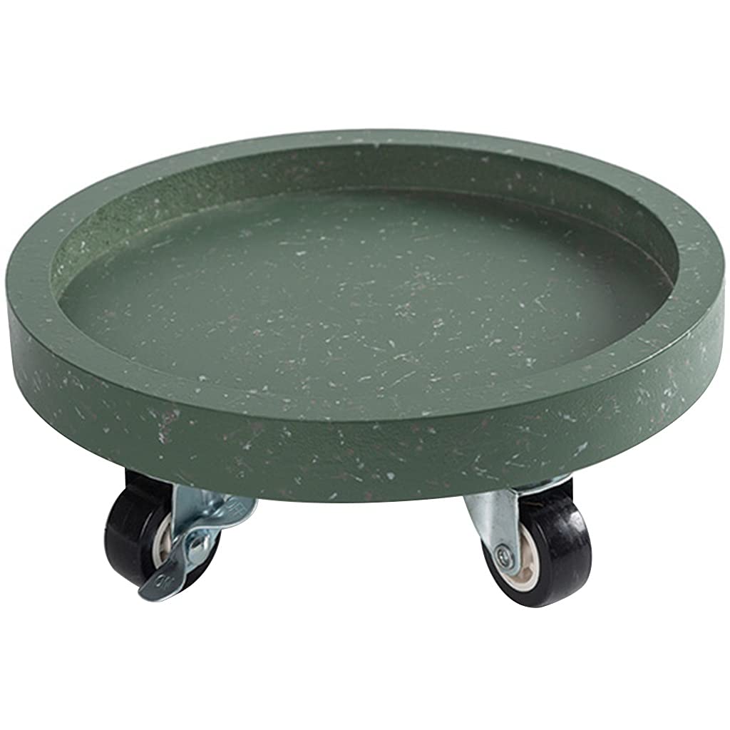 Heavy Duty Plant Caddy with Wheels - 24cm Round Thickened Plastic Flower Pot Stand Tray for Indoor Plants, Dark Green - Supports 50-200kg - Perfect for Living Room, Balcony & Garden Plant Movement