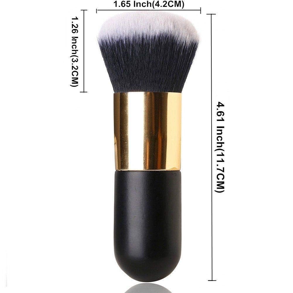 Premium MF Face Powder & Blush Makeup Brush - Large Soft Bristles for Seamless Blending - Black & Gold Handle - Perfect for Foundation, Contouring & Everyday Makeup Application