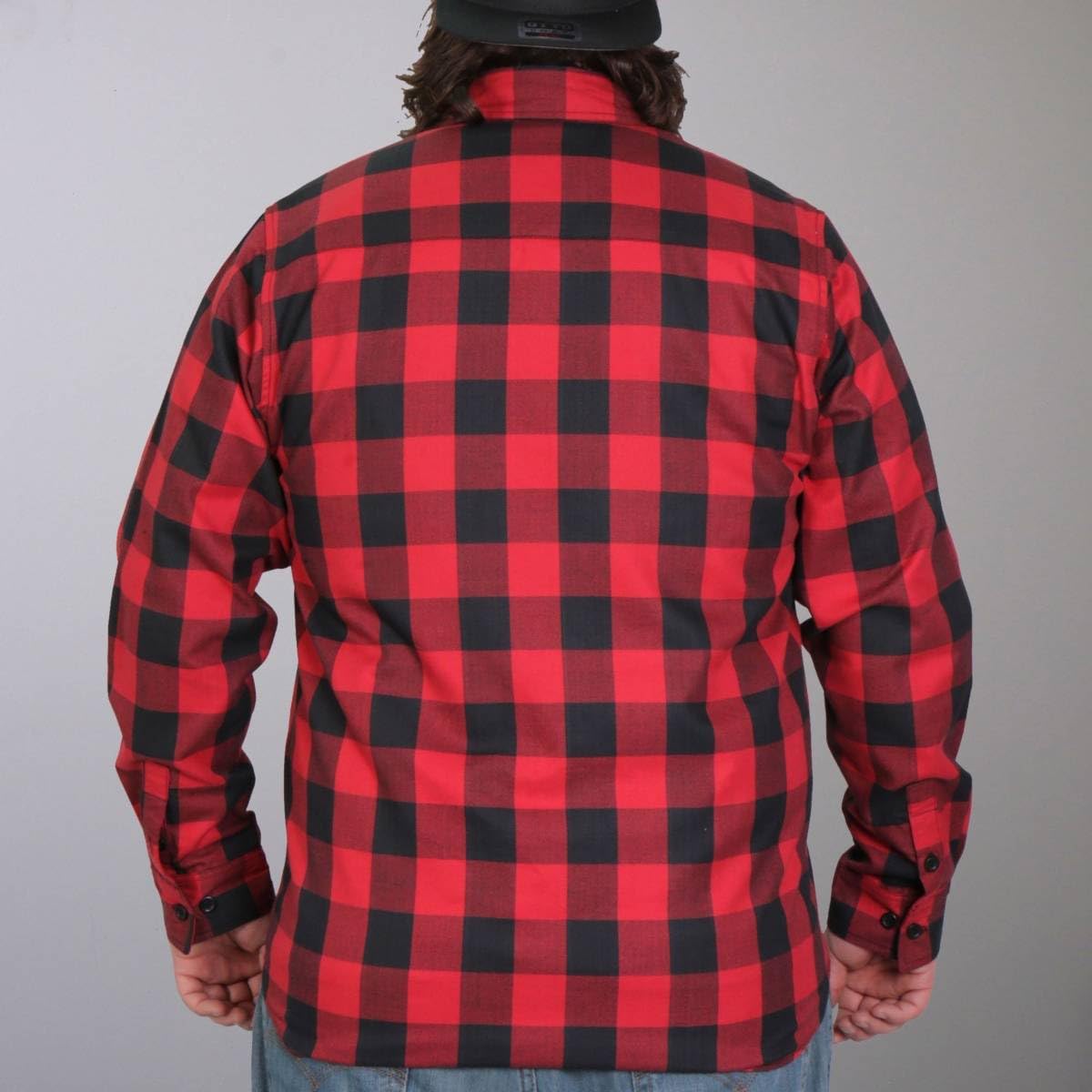 FLM2002 Men's Black & Red Flannel Shirt - Soft Long Sleeve Plaid Shirt for Men - Perfect for Casual Wear, Outdoor Activities & Fall Fashion