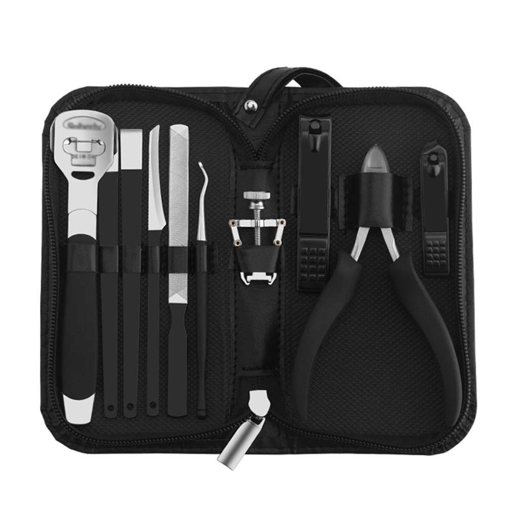 Professional JAHH Nail Clippers 10PCS Pedicure Kit - Ingrown Toenail Corrector, Toenail Clippers & File Set for Foot Care - Perfect for Home Pedicure, Salon Use & Travel Grooming Essentials