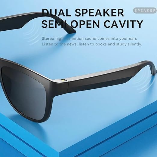 GS01 Smart Bluetooth Sunglasses with Built-in Speaker - UV400 Polarized Lens, Open Ear Music, Touch Control - Perfect for Running, Cycling & Outdoor Activities