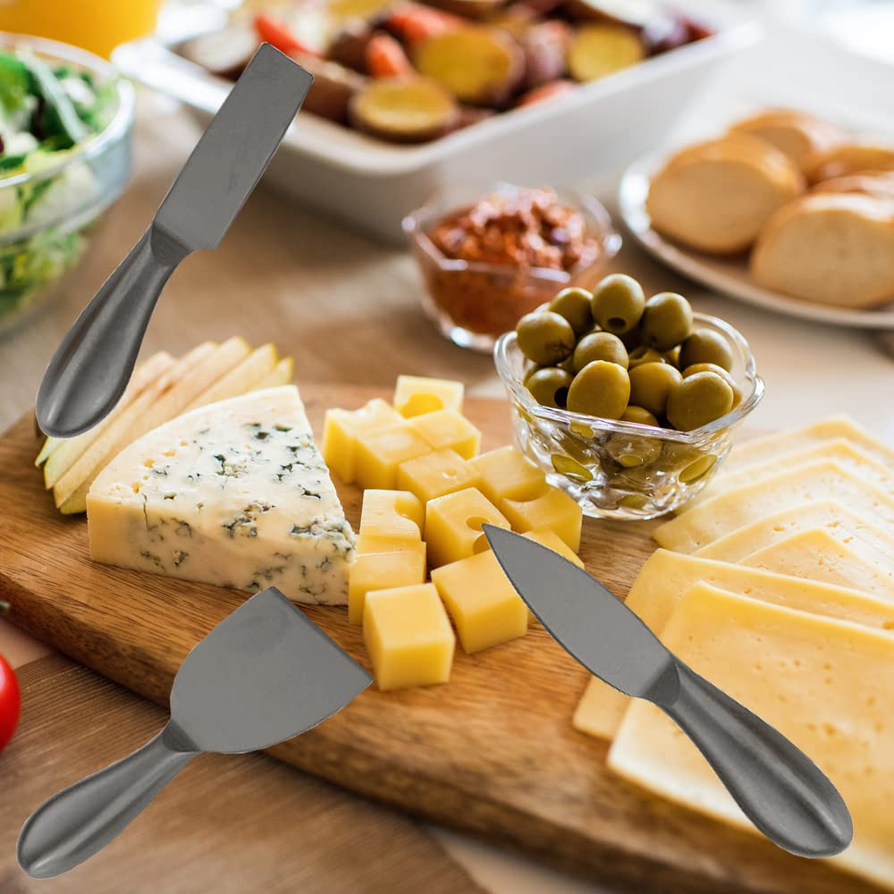 Premium 6-Piece Stainless Steel Cheese Knife Set with Fork, Slicer & Cutters - Cheese Board Accessories for Entertaining - Perfect Gift for Cheese Lovers (Black) - Ideal for Wine Parties, Charcuterie Boards & Gourmet Cheese Tasting