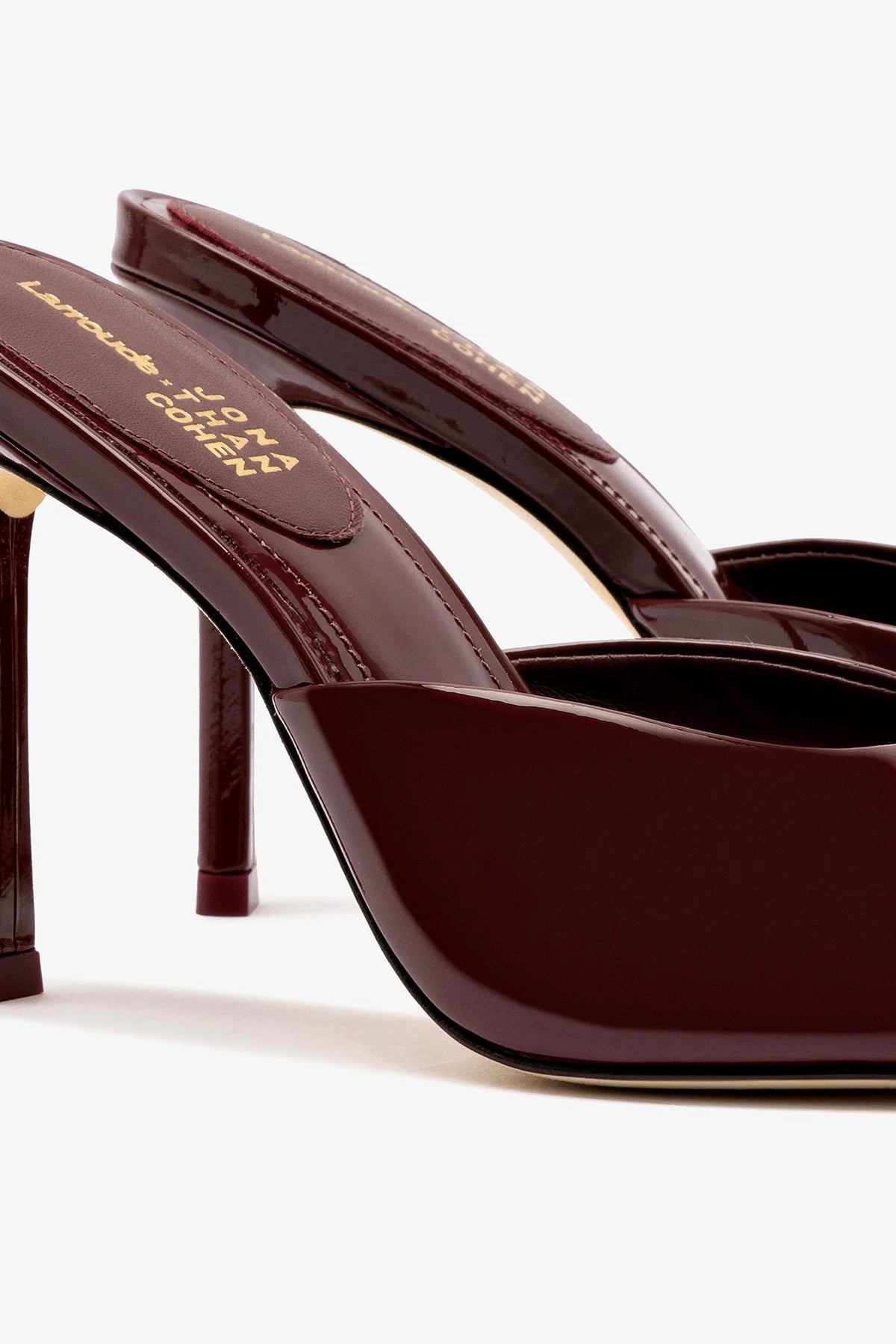 Larroudé x Jonathan Cohen Burgundy Patent Leather Mules - Stylish & Comfortable Women's Shoes for Work, Parties & Everyday Wear