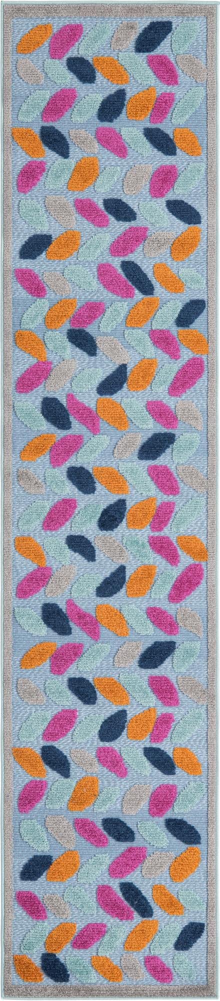 Aruba Outdoor Collection 10 Ft Runner Blue Low-Pile Rug - Waterproof & Durable for Patio, Deck, Poolside, Hallway & Entryway - UV Resistant Outdoor Carpet by Rugs.com