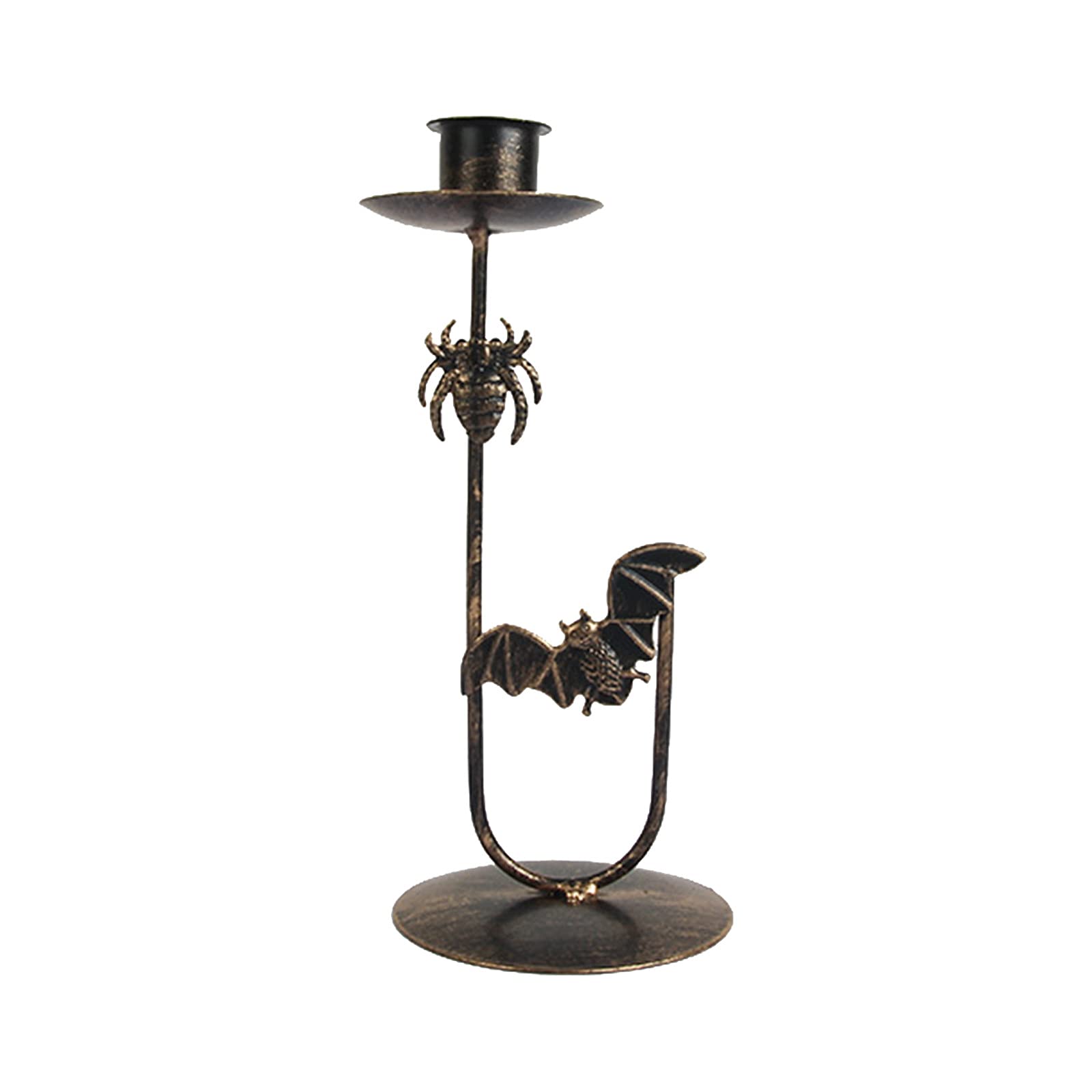 Vintage Wrought Iron Candle Holder Set of 6 - White Wooden Candlestick for Halloween Decor, Christmas, Wedding & Home Decoration - Rustic Farmhouse Table Centerpiece for Dining Room, Mantel, Party