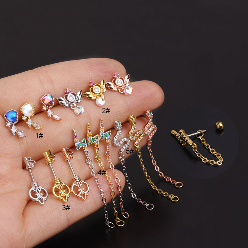 20G Surgical Steel Thunder Bolt Dangle Conch Earring Piercing Jewelry for Women - Trendy Cartilage Hoop Earrings for Helix, Tragus & Conch Piercing | Perfect for Everyday Wear & Special Occasions