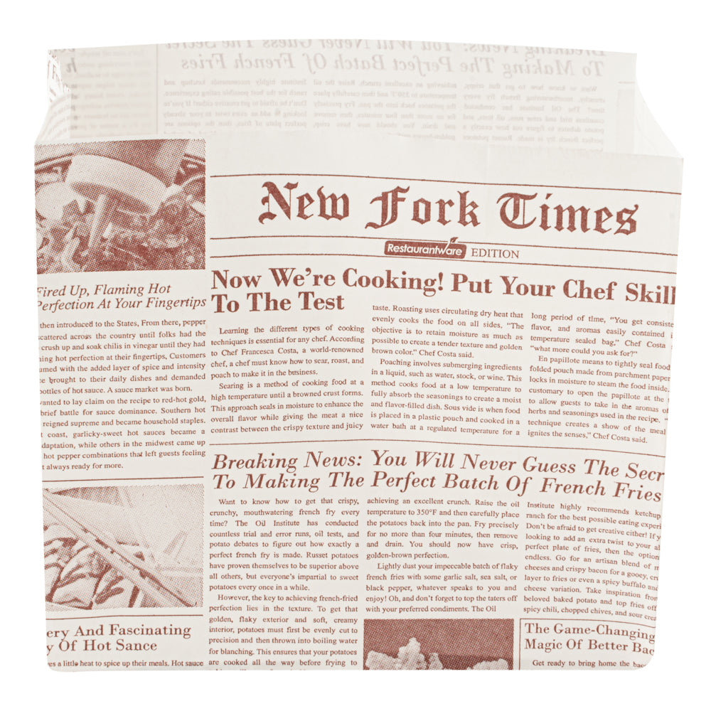 Eco-Friendly Sepia Newsprint Paper Snack Bags 4.25 x 2.5 x 3.75 Inches - 100 Count Bulk Pack for Parties, Picnics & Takeout Food