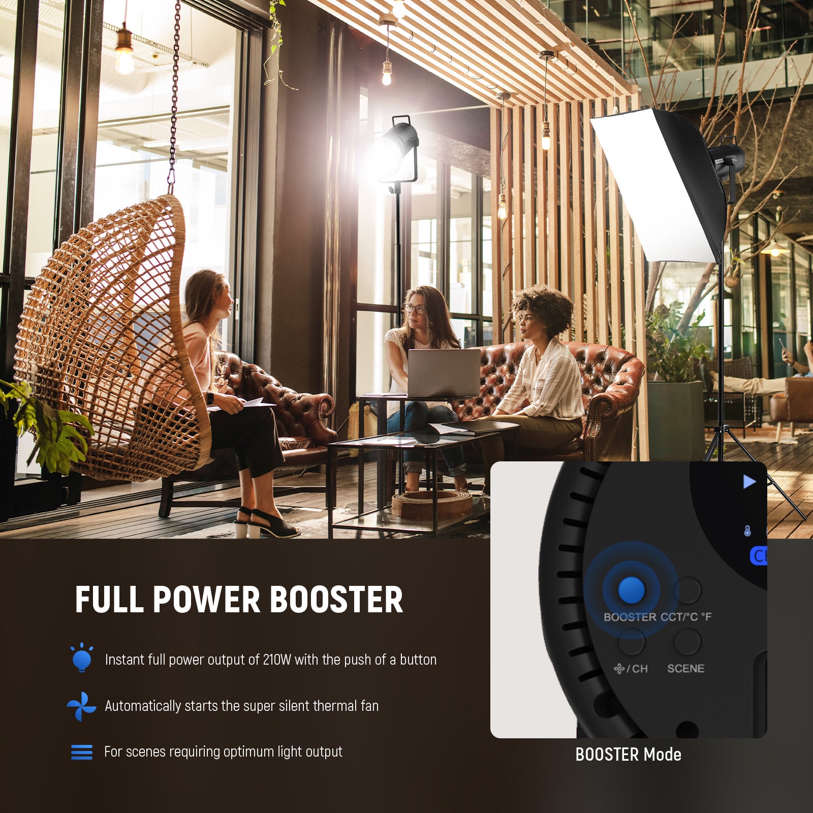 NEEWER CB200B 210W Bi-Color LED Video Light for Photography, Videography, YouTube Studio & Live Streaming - Dimmable Continuous Lighting with High CRI