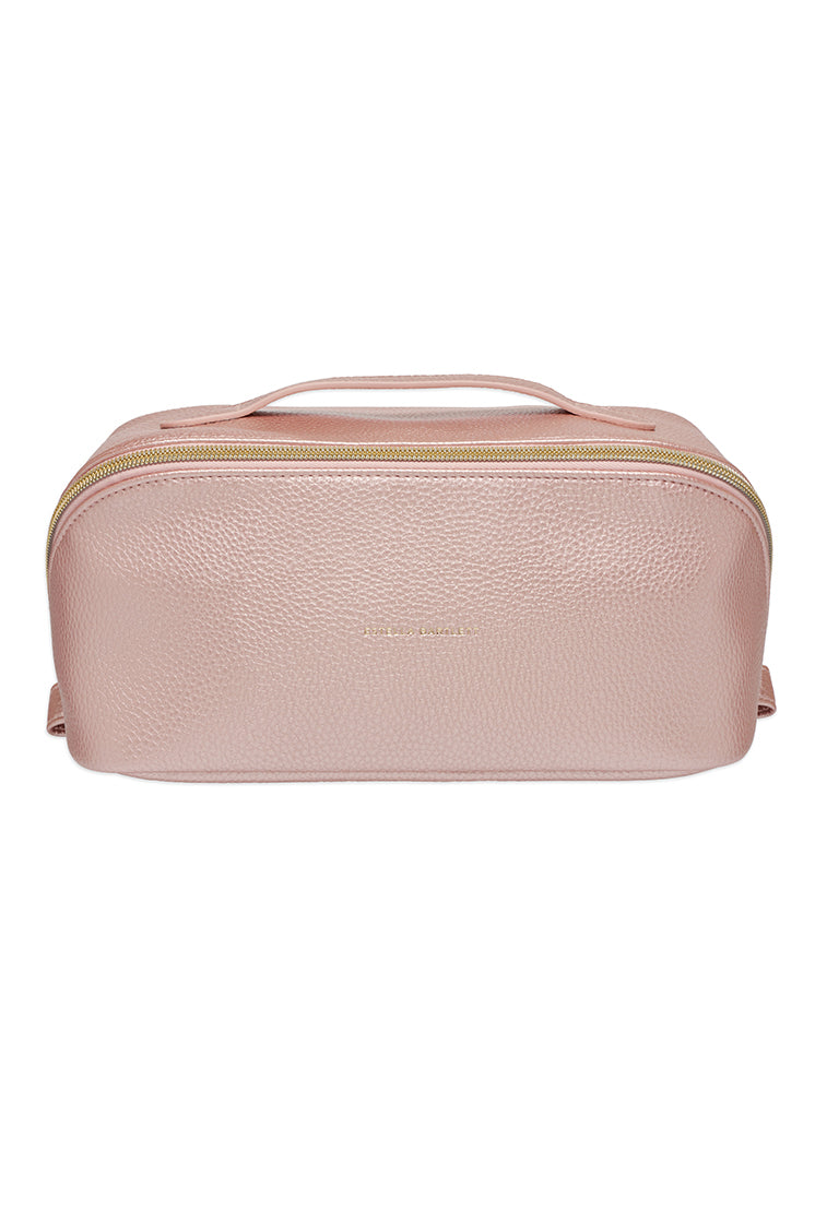 Metallic Blush Lay Flat Makeup Bag EBP6270 - Travel Cosmetic Organizer for Women, Perfect for Makeup Brushes & Toiletries | Home & Travel Essentials