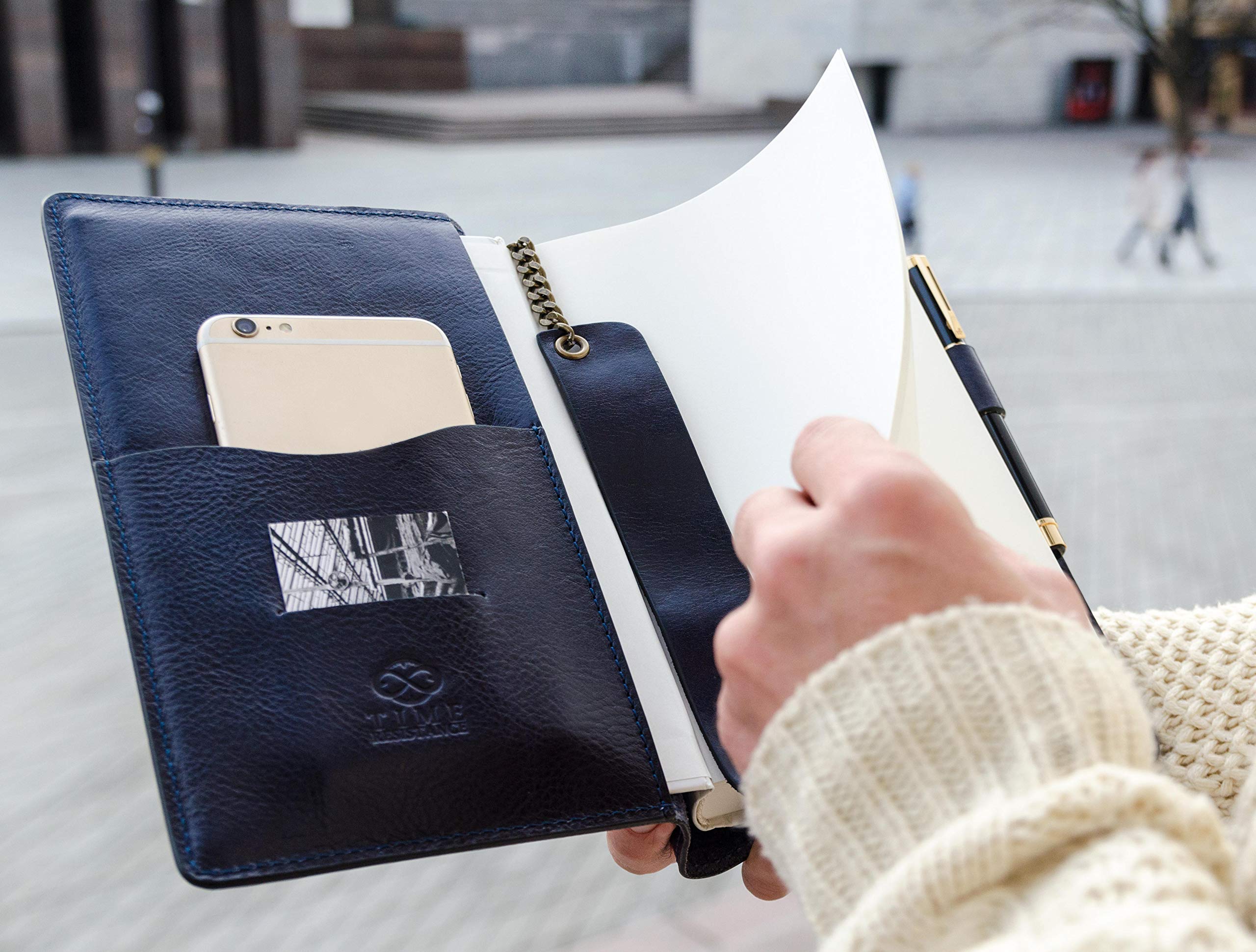 Italian Handmade Leather Journal - 320 Lined Pages A5 Notebook with Bookmark, Time Resistance Cover (Blue) - Perfect for Writing, Sketching & Gift Giving - Comes in Elegant Gift Box