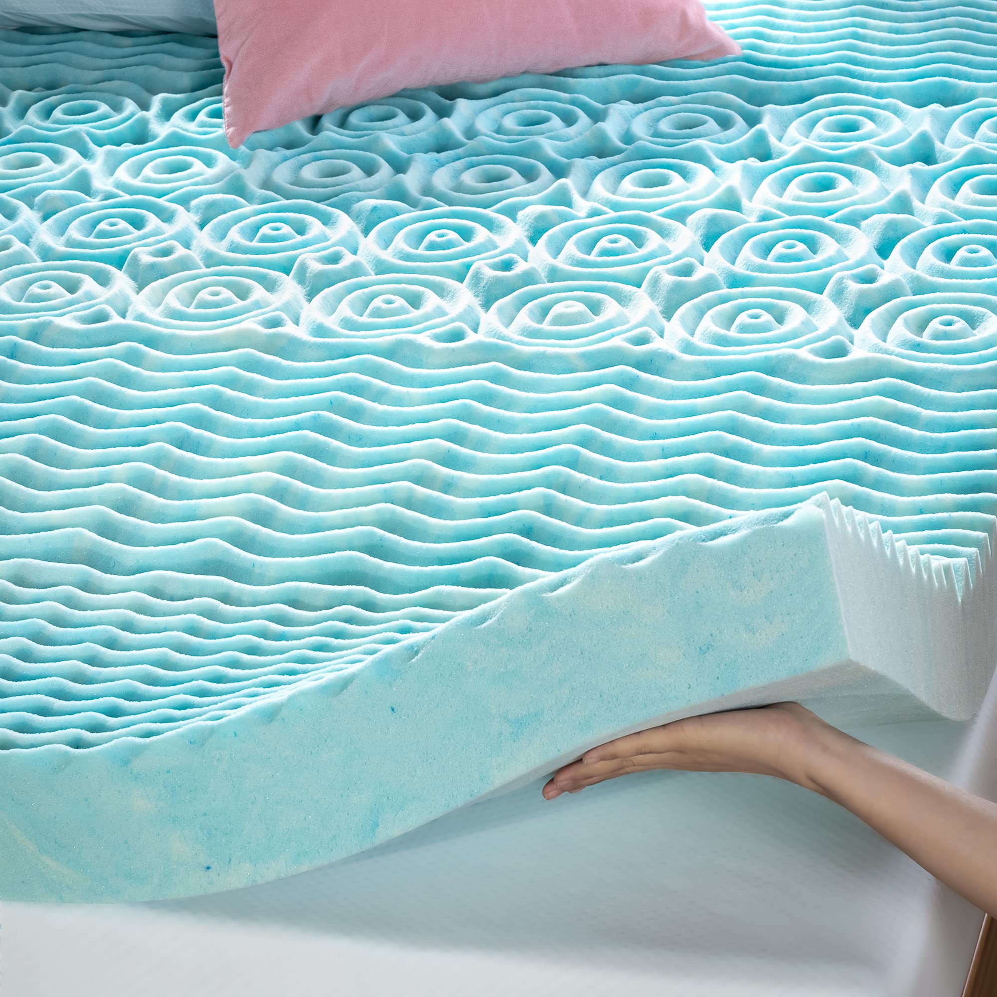 ZINUS 3 Inch Green Tea Cooling Gel Memory Foam Mattress Topper with Zoned Support - Twin Size for Hot Sleepers | Cooling Bed Topper for Summer Nights & Pressure Relief