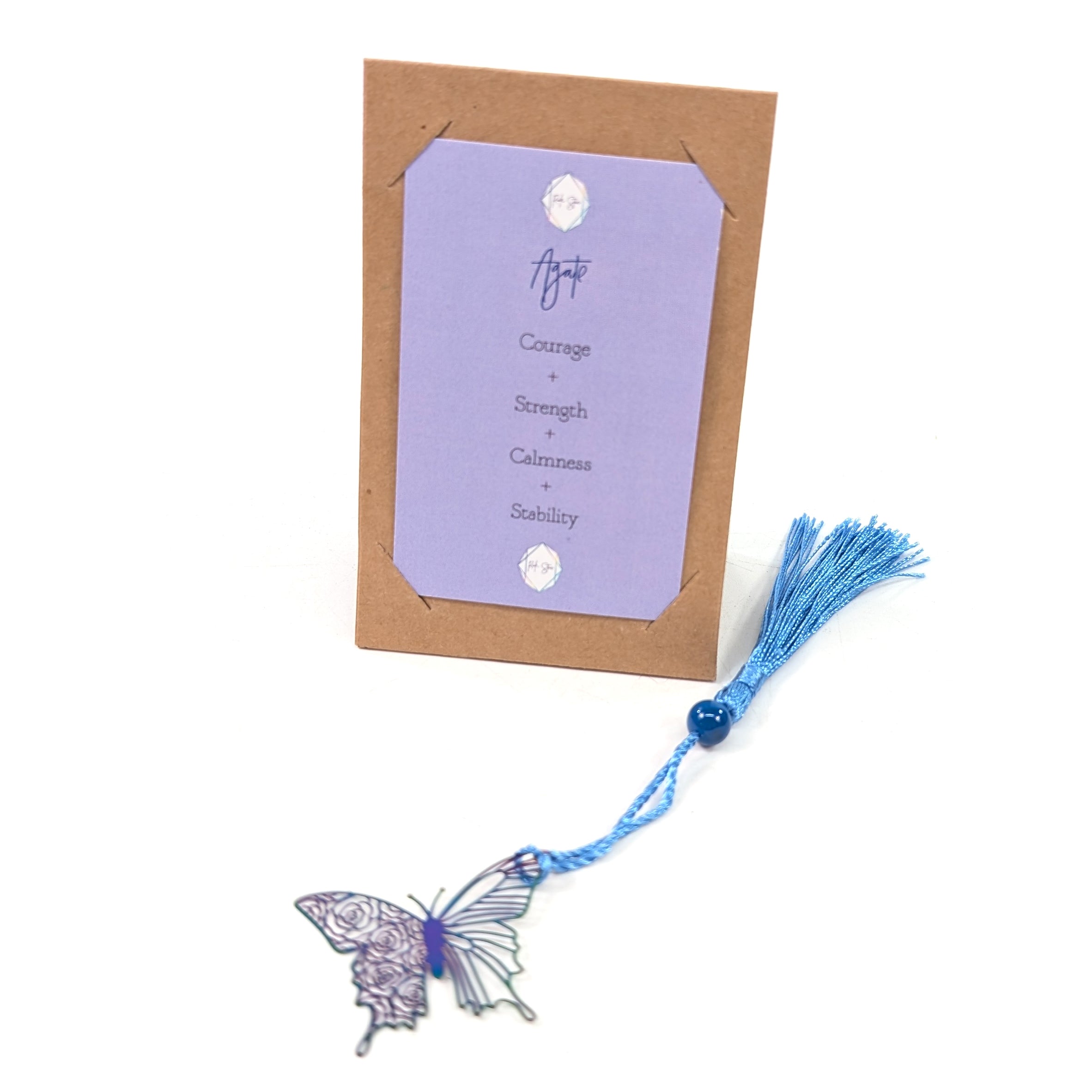 Healing Blue Agate Butterfly Bookmark - Stress Relief & Mindfulness for Readers | Perfect for Meditation, Yoga, and Book Lovers