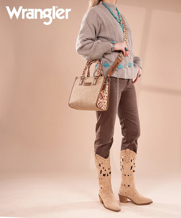 Wrangler Aztec Print Tote Bag for Women - Stylish & Durable Cotton Shoulder Bag - Perfect for Shopping, Beach, Work & Travel