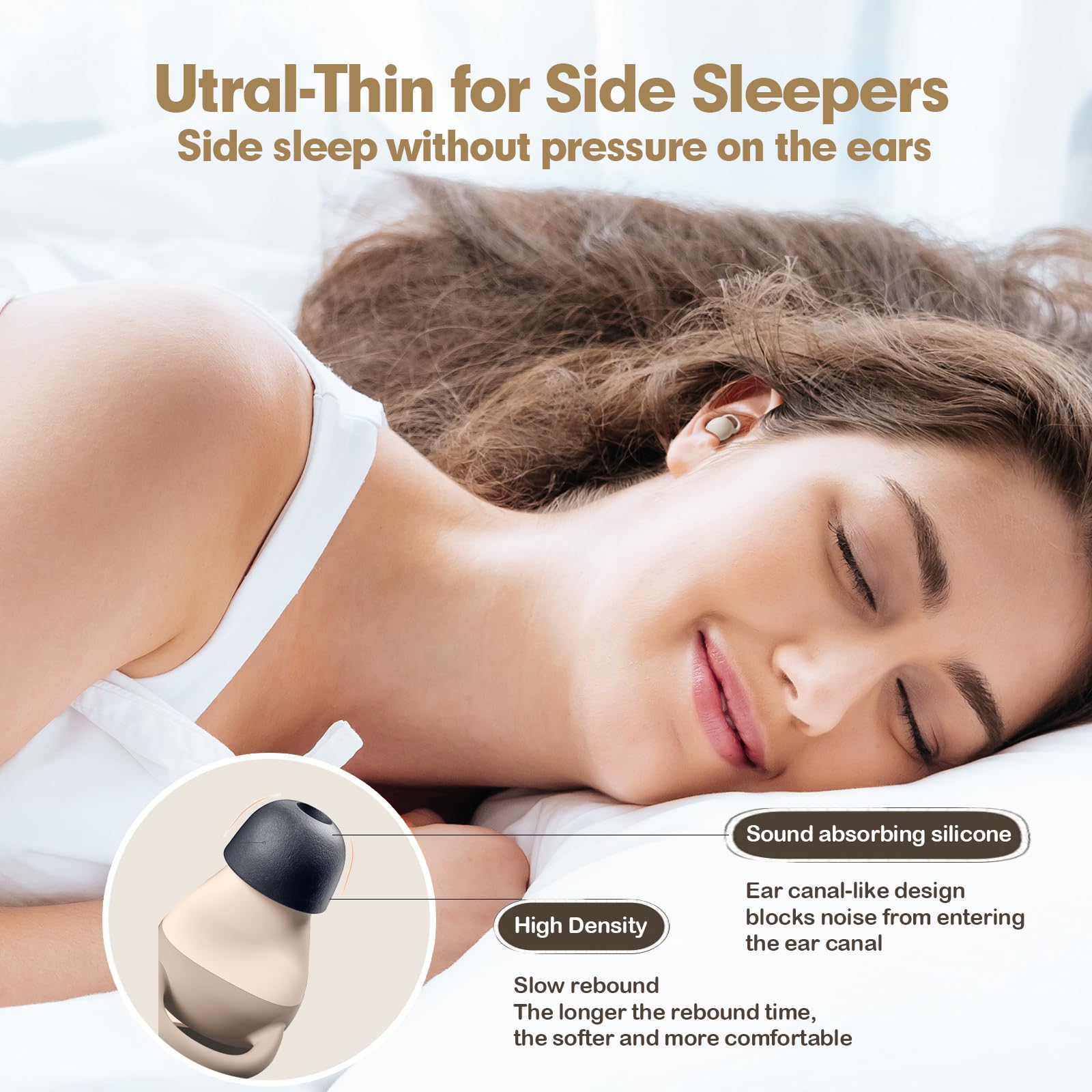 Wireless Bluetooth 5.2 Sleep Earbuds for Side Sleepers - Noise Cancelling, Ultra Soft & Comfortable Invisible Earbuds for Sleeping, Working & Travel | Smallest Hidden Headphones for Quiet Night Rest