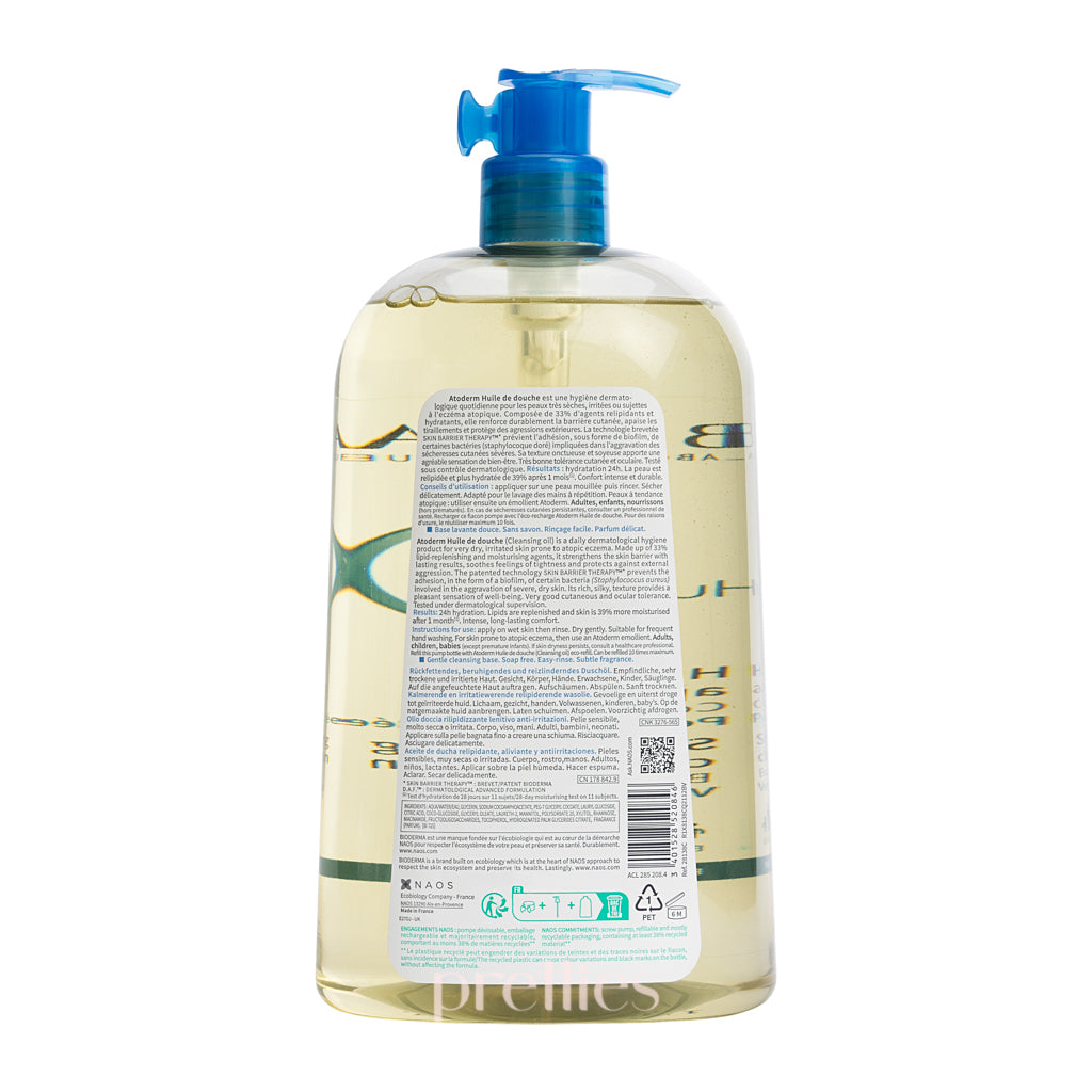 Bioderma Atoderm Anti-Irritation Shower Oil 1000ml - Soothing & Hydrating Body Wash for Sensitive Skin - Perfect for Dry, Itchy Skin Care & Eczema Relief