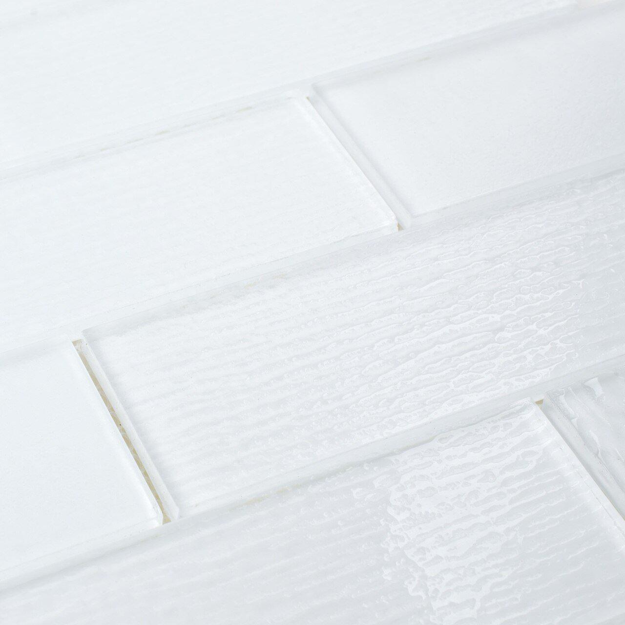Contemporary White 2x6 Glass Subway Tile - Perfect for Kitchen Backsplash, Bathroom Walls & Modern Home Decor