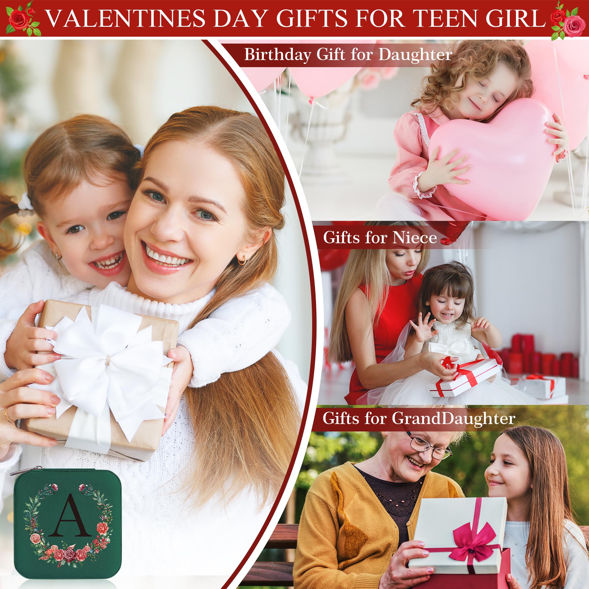 Parima Birthday Gift for Women - Unique Friendship, Mom, Sister & Wife Present | Travel Jewelry Case with Letter M in Green | Perfect for Birthdays, Anniversaries & Travel Accessories