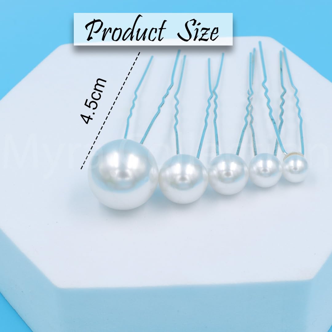 Myra Collection 18-Piece Silver Pearl Hair Pins Set - Elegant U-Shaped Hair Clips for Women & Girls | Perfect for Weddings, Prom, Parties & Special Occasions