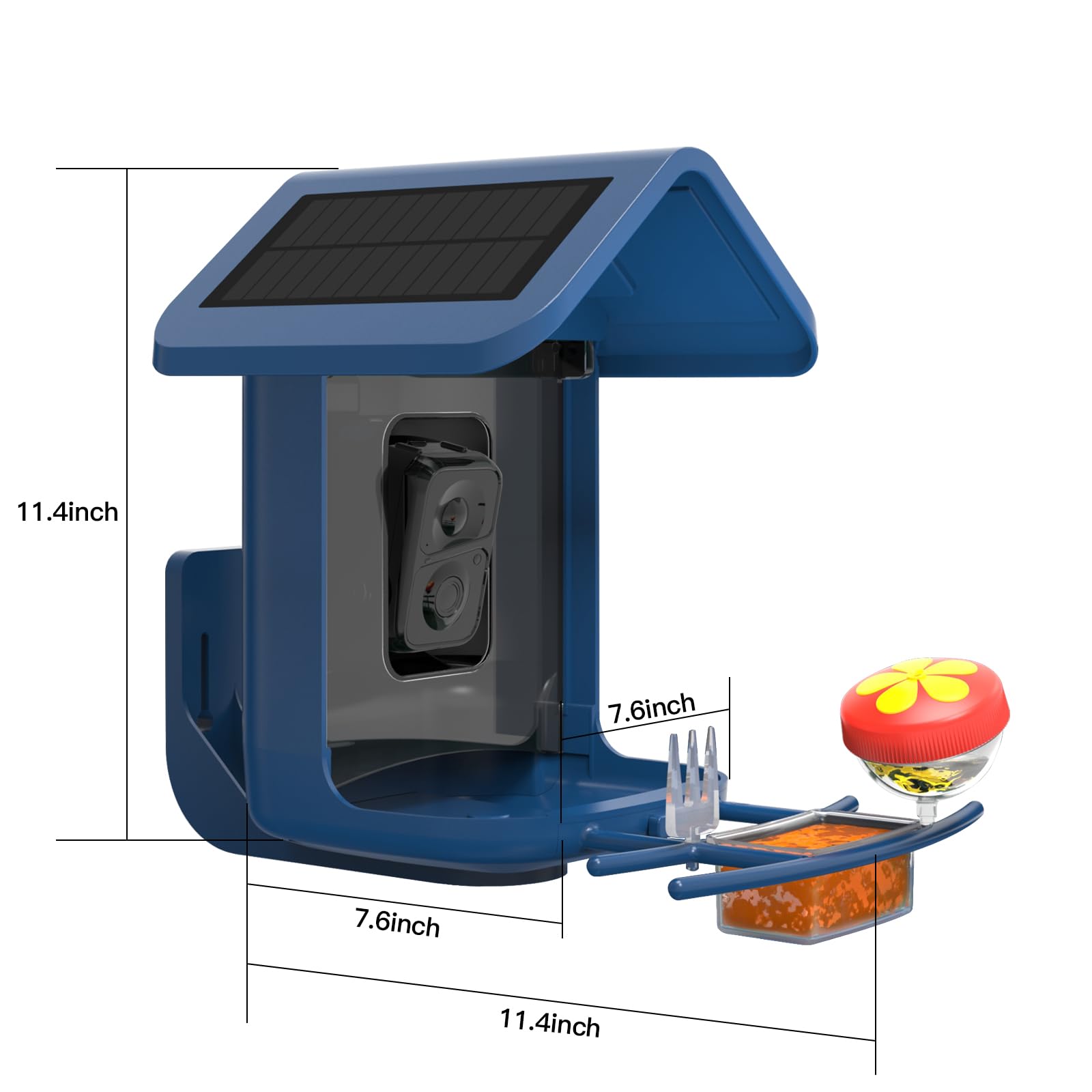 Solar Powered Smart Bird Feeder with 2K Camera - AI Bird Identification, Auto Video Capture, 2.4GHz WiFi, Live Streaming - Perfect Outdoor Backyard Gift for Bird Lovers (Great for Bird Watching & Nature Observation)