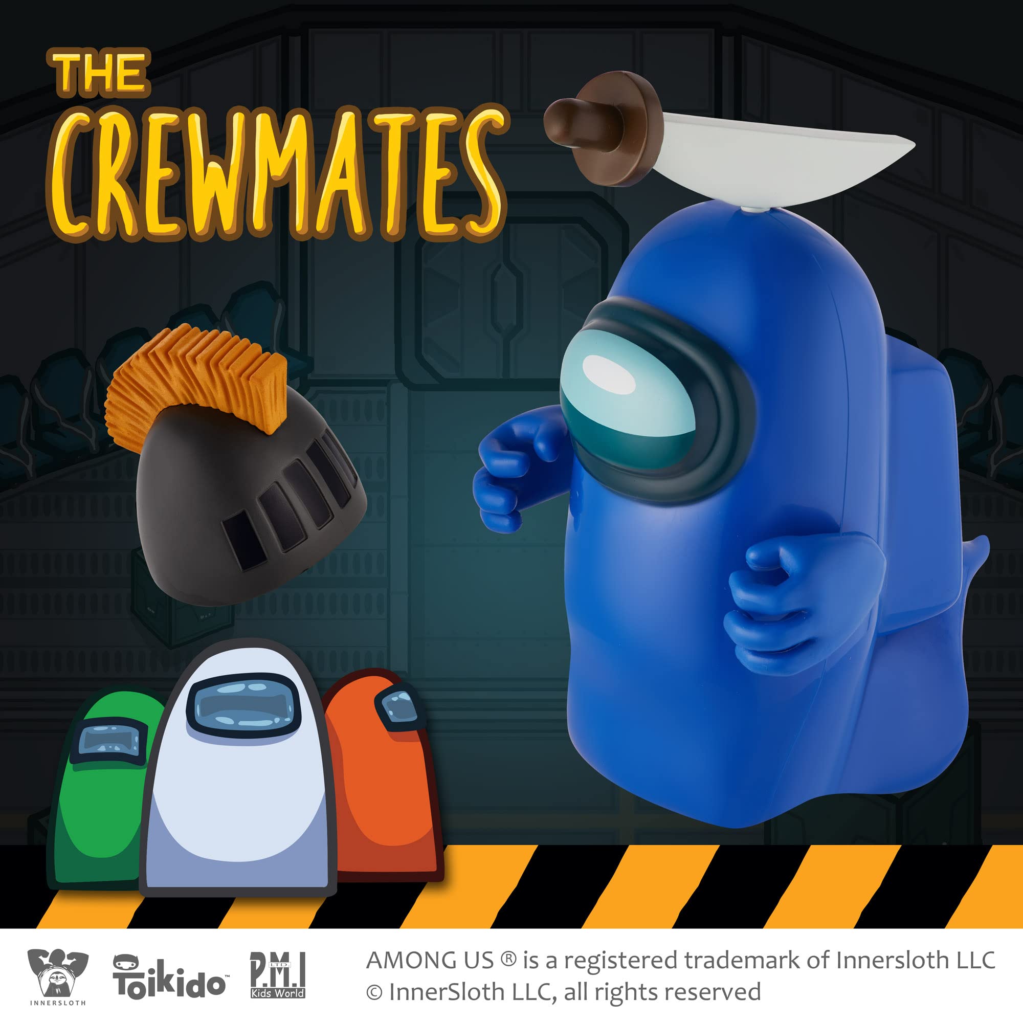 P.M.I. Among Us Action Figure - 6.7-Inch Collectible Character with Blue Ghost, Chop-Chop Knife Hat & Hidden Features | Playable Mini Toy for Kids & Fans | Perfect for Game Nights, Birthday Gifts & Collector Displays