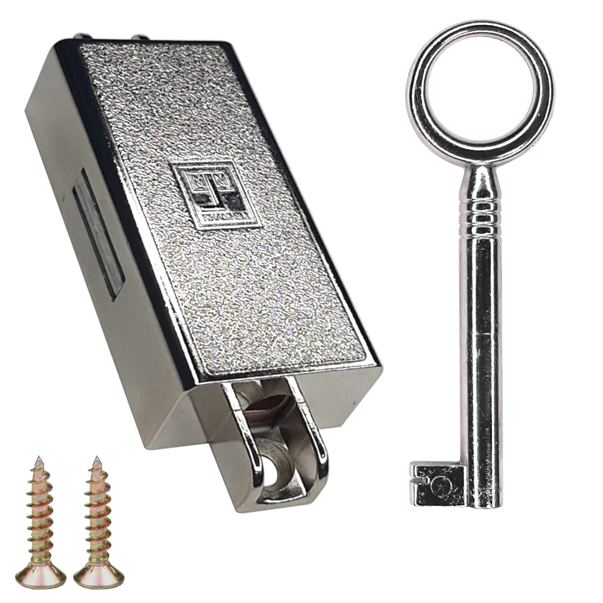 Chrome Plated Cabinet Lock with Key - Secure Furniture, Wardrobe, Cupboard, Drawer & Cabinet Doors - Perfect for Home, Office & Storage Safety