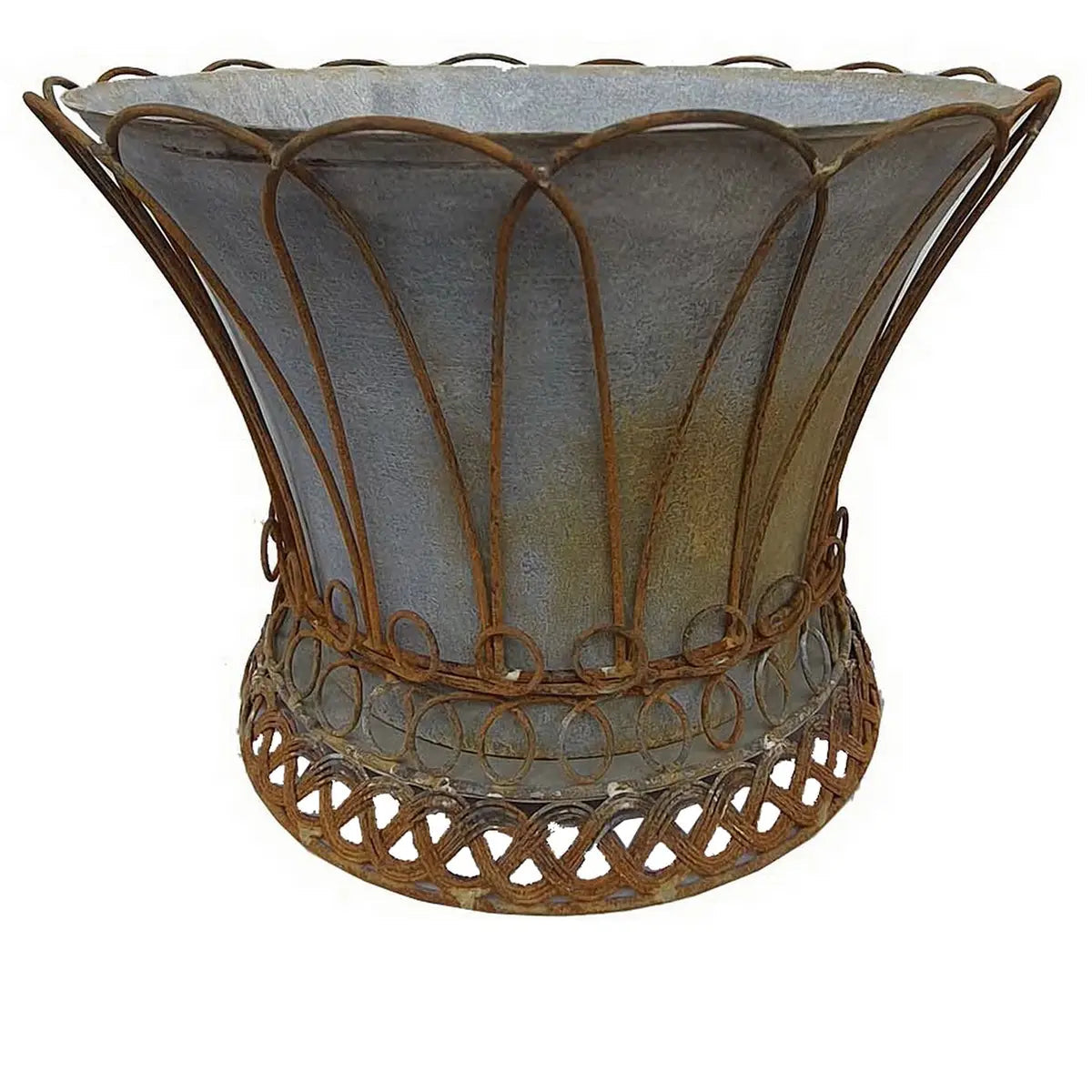 French Wire Planter Basket - Rustic Metal Hanging Flower Pot for Indoor & Outdoor Plants - Perfect for Balcony, Garden, and Patio Decor