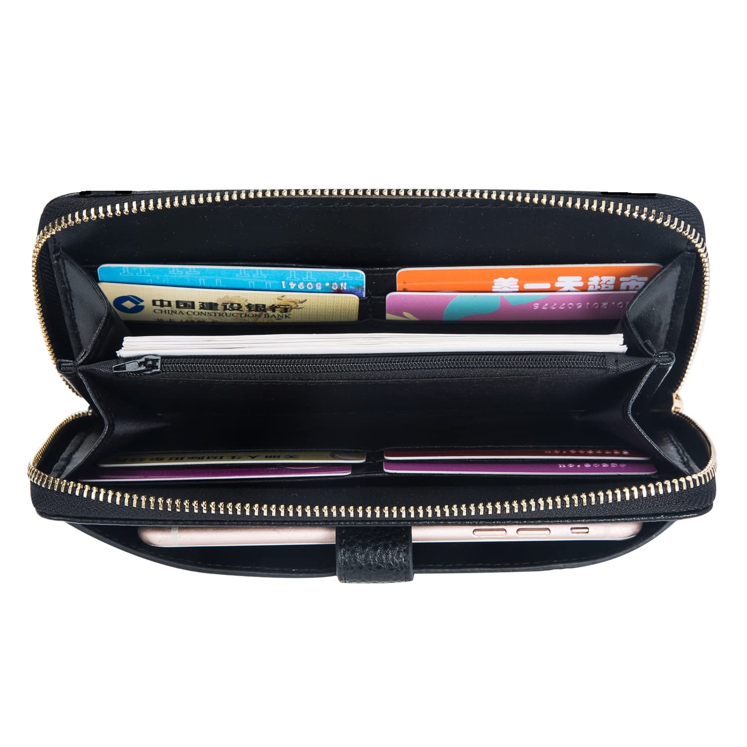 Women's RFID Blocking Wristlet Wallet with Phone Holder - Zip Around Crossbody Handbag for iPhone & Cards - Perfect for Travel, Shopping & Everyday Use