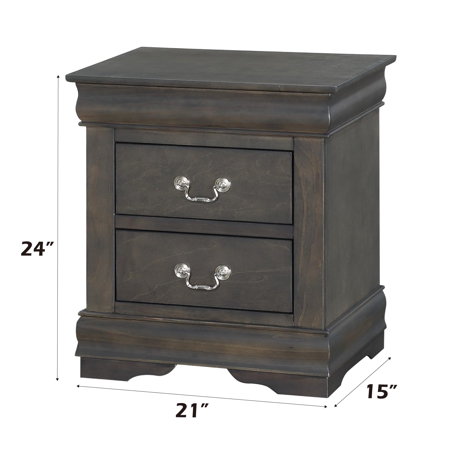 Knocbel Traditional Nightstand with 2 Drawers & Metal Handles - Fully Assembled Bedside Table for Bedroom, Living Room, Entryway - 21