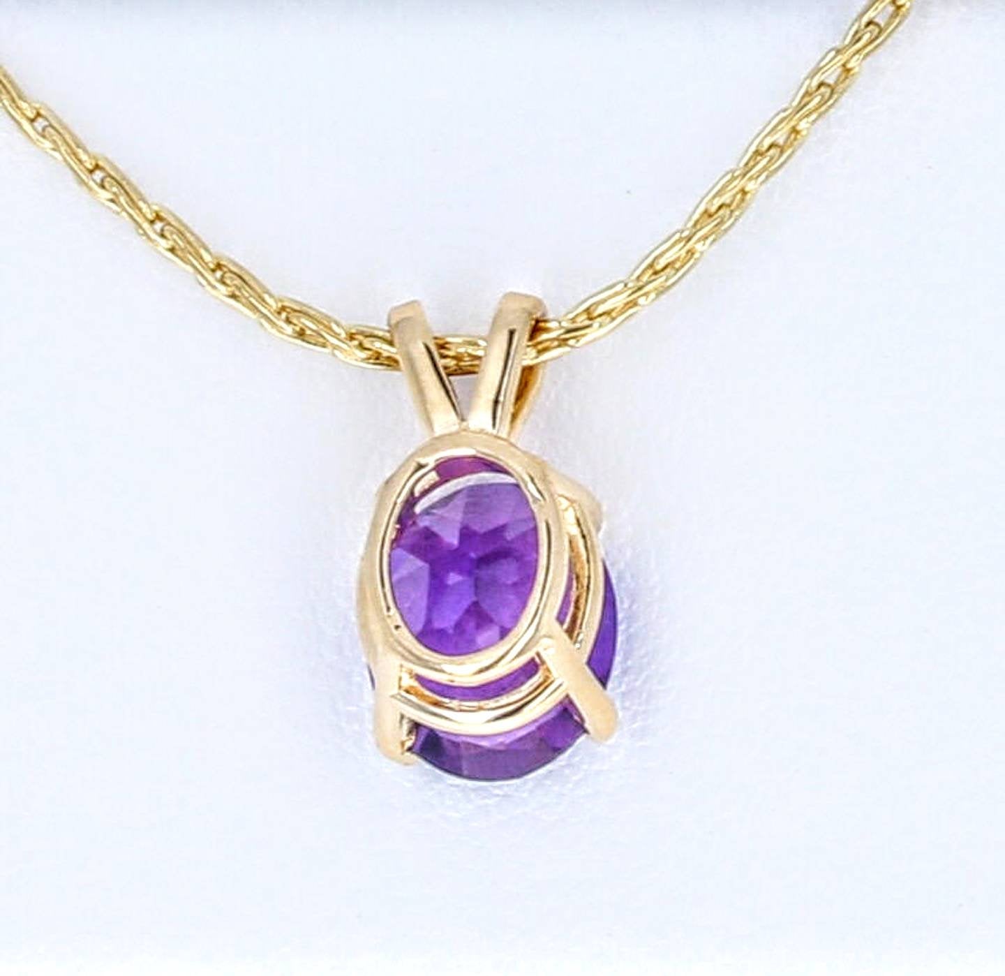 Natural Amethyst Pendant Necklace - Solid 14K White/Yellow/Rose Gold Chain, 7x5mm & 14x10mm Oval Cut Dangle Pendant, Handcrafted Jewelry | Perfect for Gifts, Weddings & Everyday Elegance