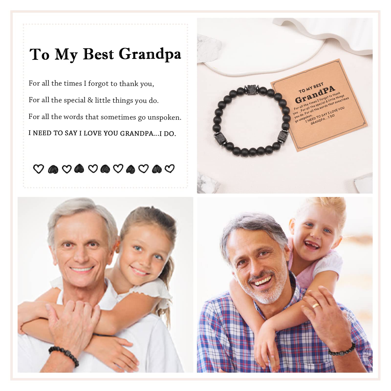 FANCIBAND Natural Stone Bead Bracelet for Men - Perfect Gift for Dad, Grandpa, Stepdad, Boyfriend, Brother | Father's Day, Christmas, Valentine's Day, Birthday, Retirement Gift Idea | Stylish & Meaningful Jewelry for Everyday Wear