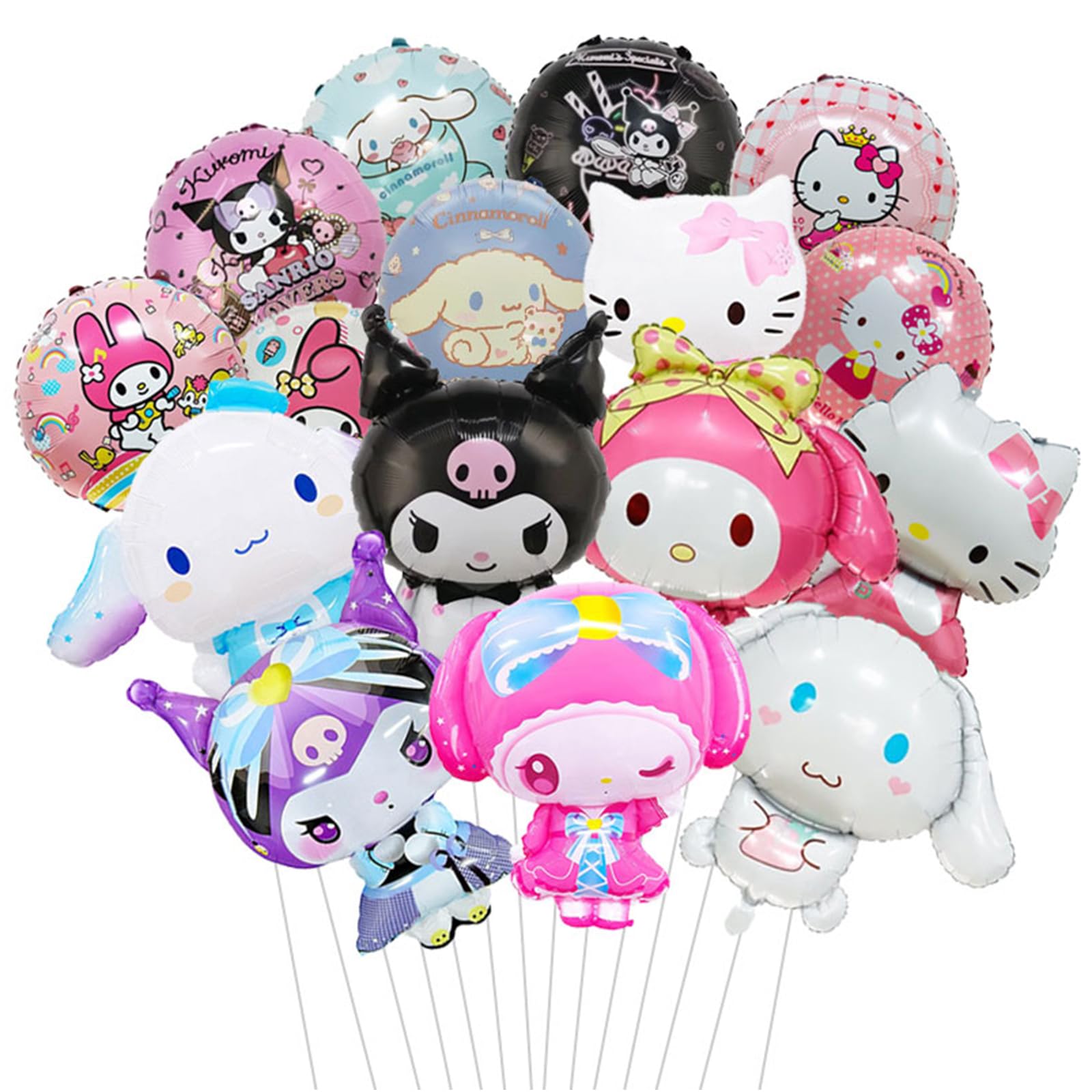 16Pcs Cute Anime Party Balloons - Double Sided Aluminum Film Balloons for Anime Theme Birthday Decorations | Perfect for Kawaii Birthday Parties, Baby Showers & Anime Themed Events