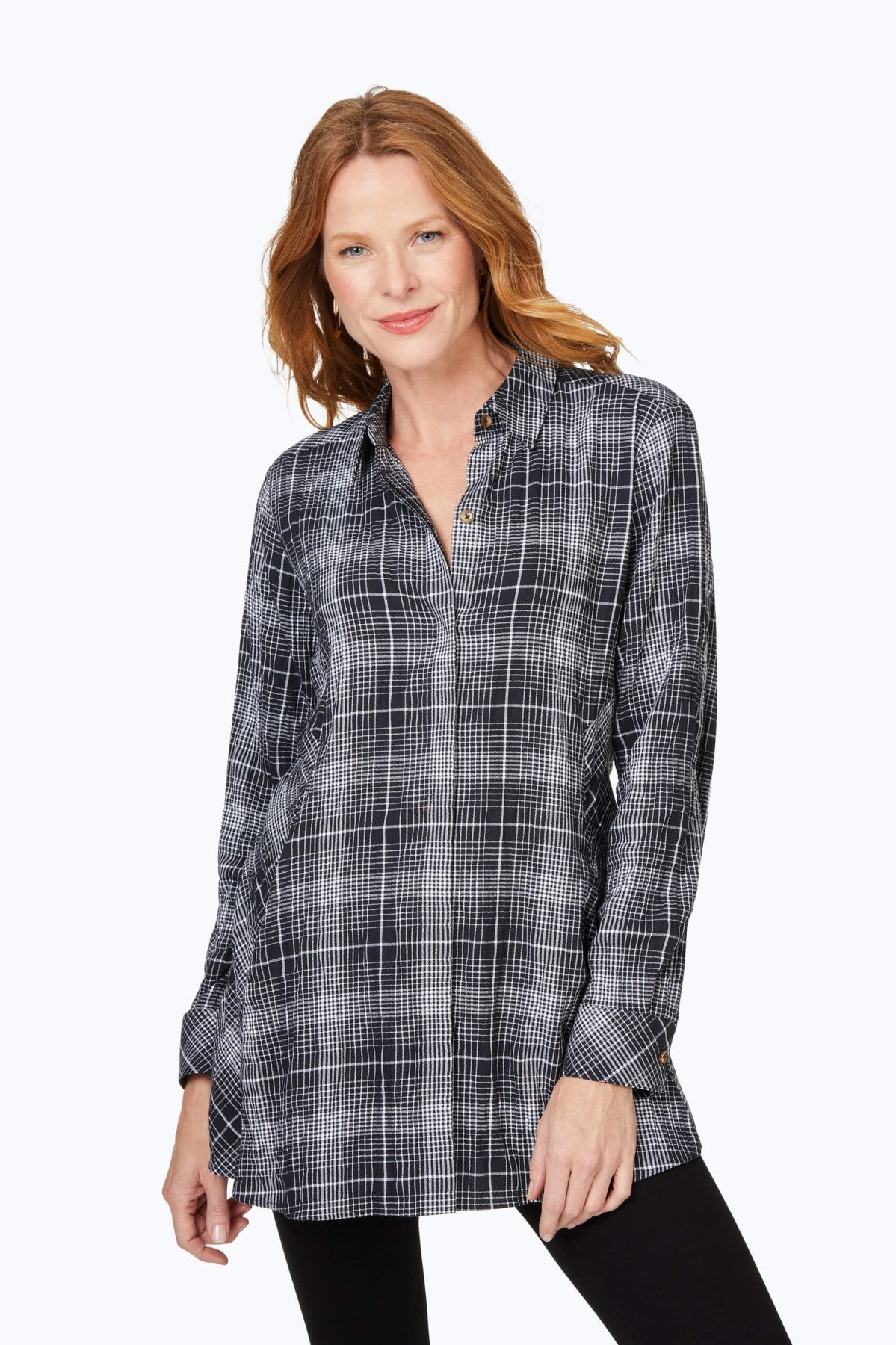 Stylish Cici Plaid Long Sleeve Tunic Top for Women - Perfect for Fall Fashion, Office Wear & Casual Outings
