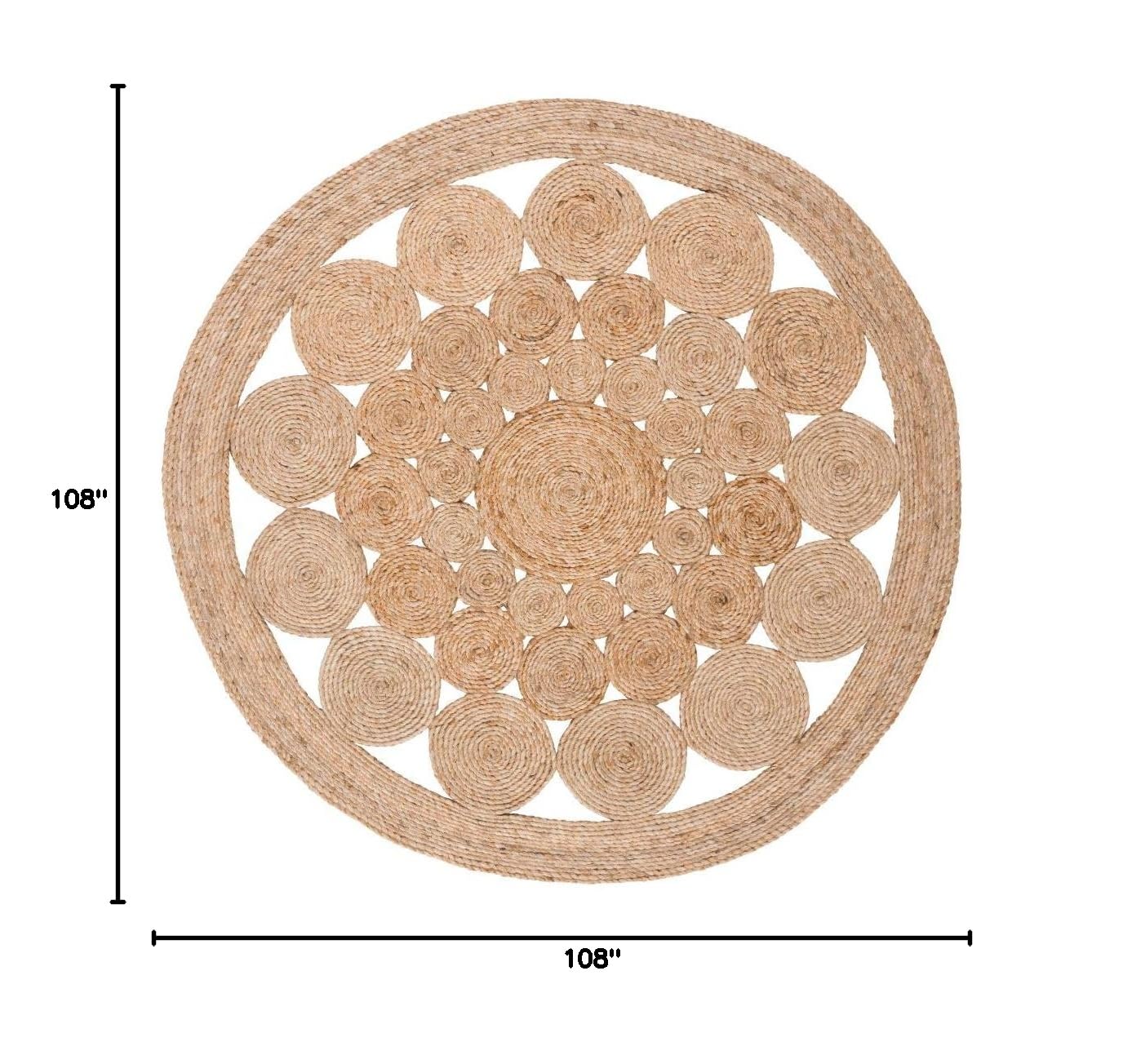 SAFAVIEH Handmade Boho Jute Area Rug 9' Round - Natural Fiber Round Collection NFB248A for Living Room, Bedroom & Boho Home Decor
