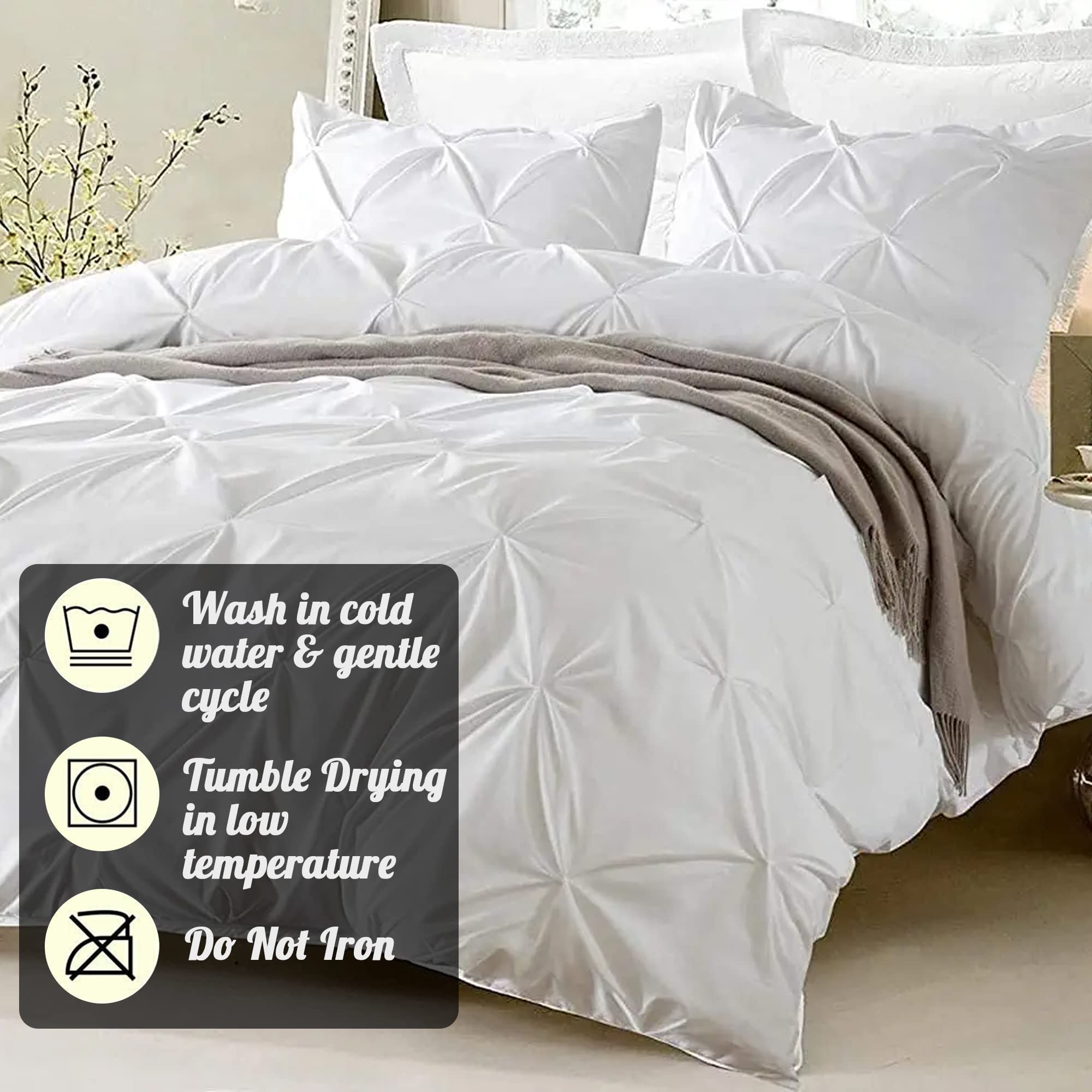 Premium 800 Thread Count 100% Egyptian Cotton Oversized King Duvet Cover Set - Pinch Pleated Design, Silky Soft & Breathable with Zipper Closure, Includes 1 Duvet Cover & 2 Pillow Shams (White) - Perfect for Luxury Bedrooms, Guest Rooms & Hotel-Style Comfort
