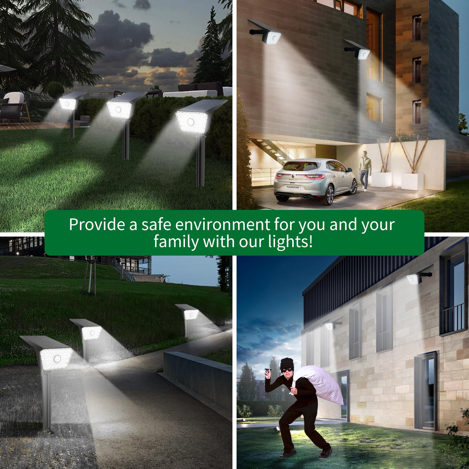 **6 Pack Solar Lights Outdoor Waterproof IP67 - Motion Sensor Landscape Lighting, 7000K Solar Spotlights with 4 Modes & Auto On/Off for Garden, Yard, Pathway, Patio (Ideal for Home Security & Nighttime Illumination)**