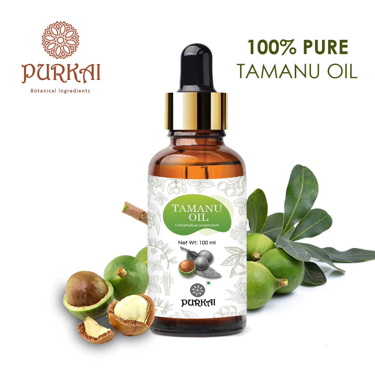 Organic Tamanu Oil 3.8 oz (112ml) - 100% Pure Cold Pressed for Skin & Hair Care - Natural Moisturizer for Face, Body, Acne & Scars - Perfect for DIY Beauty & Aromatherapy