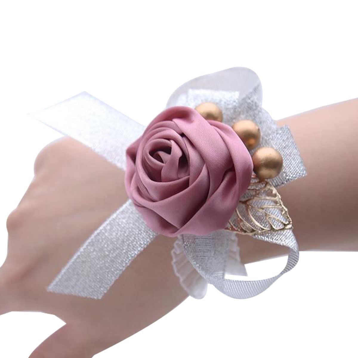 Snadulor 1-Piece Wrist Flower Corsage for Wedding, Party, Prom - Elegant Bridesmaid & Bride Floral Wrist Decoration - Perfect for Weddings, Proms, and Special Occasions
