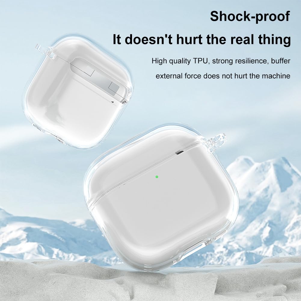 GETBSTOOP Clear TPU Protective Case with Carabiner for Apple AirPods 4 (2024) - Shockproof Wireless Earphone Cover for Gym, Running, Travel & Outdoor Activities