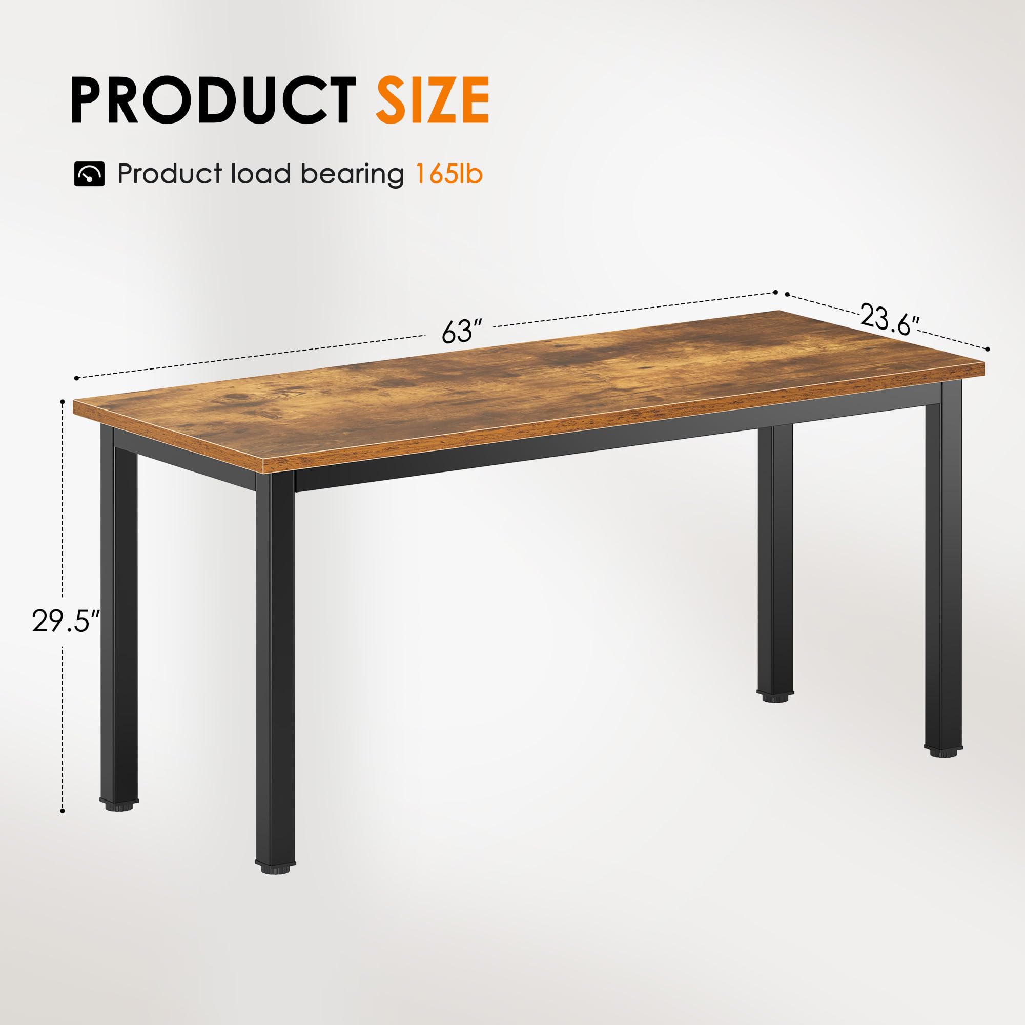 DlandHome 63 Inch Retro Computer Desk - Home Office Desk, Writing Desk, Study Table, Gaming Desk, Workstation for Small Spaces - Perfect for Home Office, Gaming Setup & Study Room