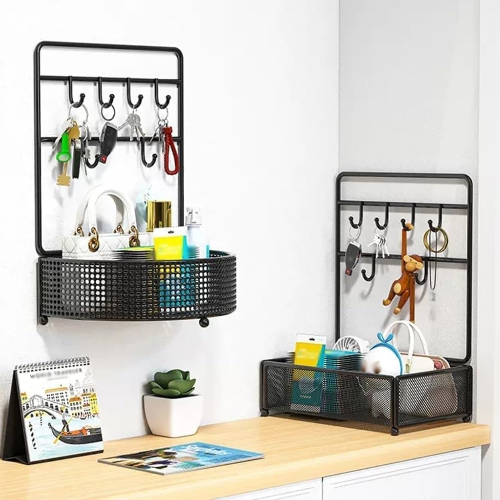 Key Frame Entryway Hanging Key Tray & Jewelry Organizer - Decorative Storage for Keys, Coins, Watches & Jewelry - Perfect for Entryway, Bedroom & Coffee Table Decor (Black, Large)